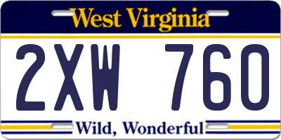 WV license plate 2XW760