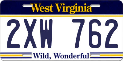 WV license plate 2XW762