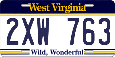 WV license plate 2XW763