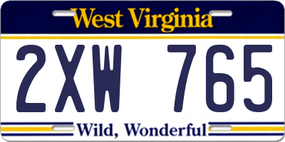 WV license plate 2XW765