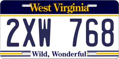 WV license plate 2XW768