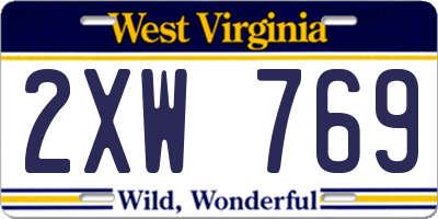 WV license plate 2XW769