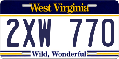 WV license plate 2XW770
