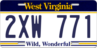 WV license plate 2XW771