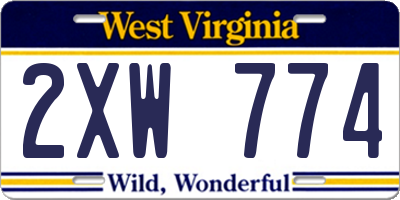 WV license plate 2XW774