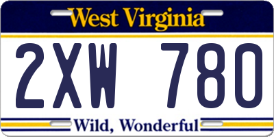 WV license plate 2XW780