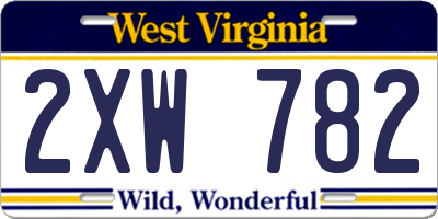WV license plate 2XW782