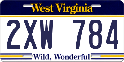 WV license plate 2XW784