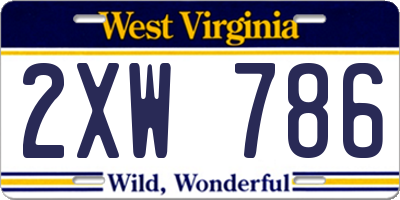 WV license plate 2XW786