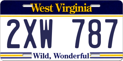 WV license plate 2XW787