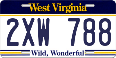 WV license plate 2XW788