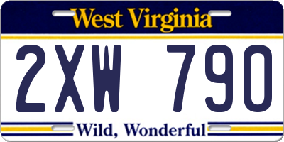 WV license plate 2XW790