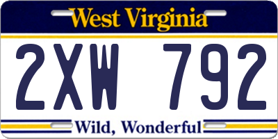 WV license plate 2XW792