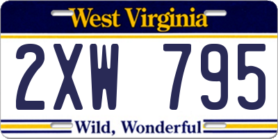 WV license plate 2XW795