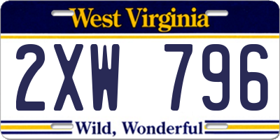 WV license plate 2XW796