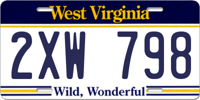 WV license plate 2XW798