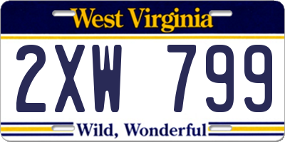 WV license plate 2XW799
