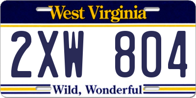 WV license plate 2XW804