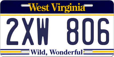 WV license plate 2XW806