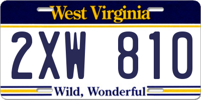 WV license plate 2XW810