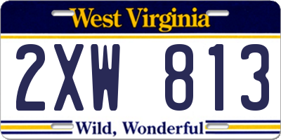 WV license plate 2XW813