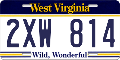 WV license plate 2XW814