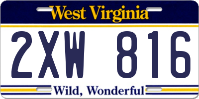 WV license plate 2XW816