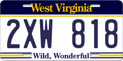 WV license plate 2XW818