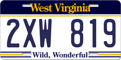 WV license plate 2XW819