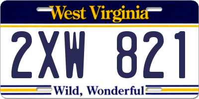 WV license plate 2XW821
