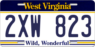 WV license plate 2XW823