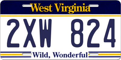 WV license plate 2XW824