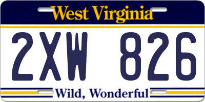 WV license plate 2XW826