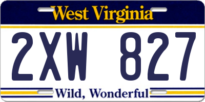 WV license plate 2XW827