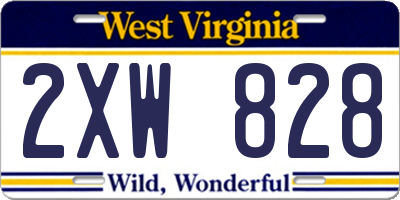 WV license plate 2XW828