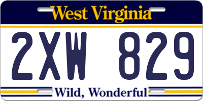 WV license plate 2XW829