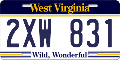 WV license plate 2XW831