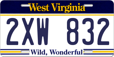WV license plate 2XW832