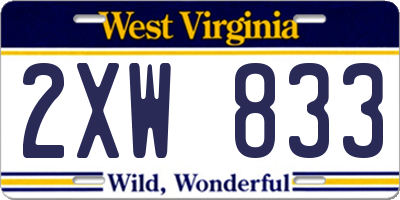 WV license plate 2XW833