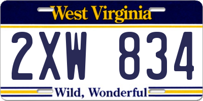 WV license plate 2XW834
