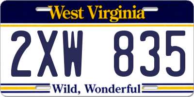 WV license plate 2XW835