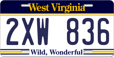 WV license plate 2XW836