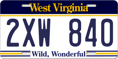 WV license plate 2XW840