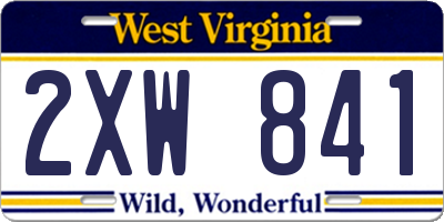 WV license plate 2XW841