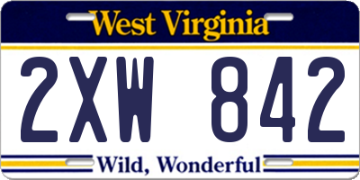 WV license plate 2XW842