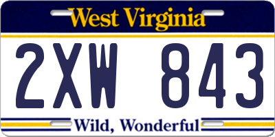 WV license plate 2XW843