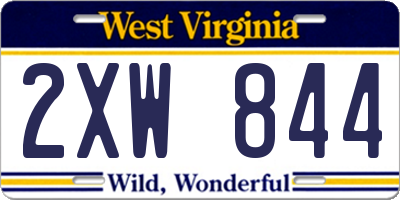 WV license plate 2XW844