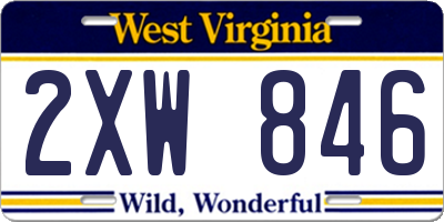WV license plate 2XW846