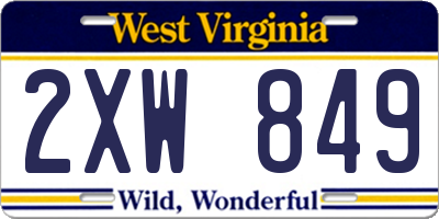 WV license plate 2XW849