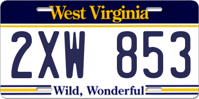 WV license plate 2XW853